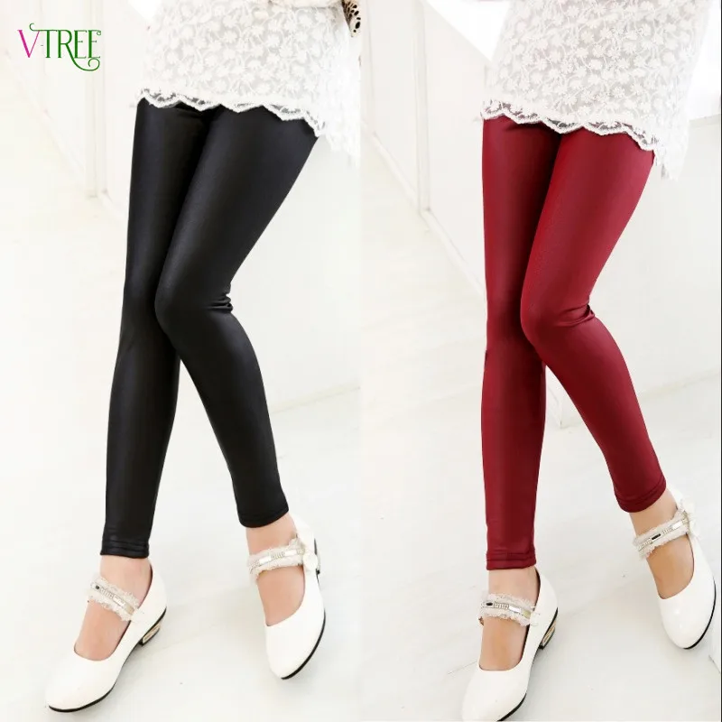 Baby Girls Fashion Spring Autumn Leggings Faux Leather Skinny Pants 2-12 Year