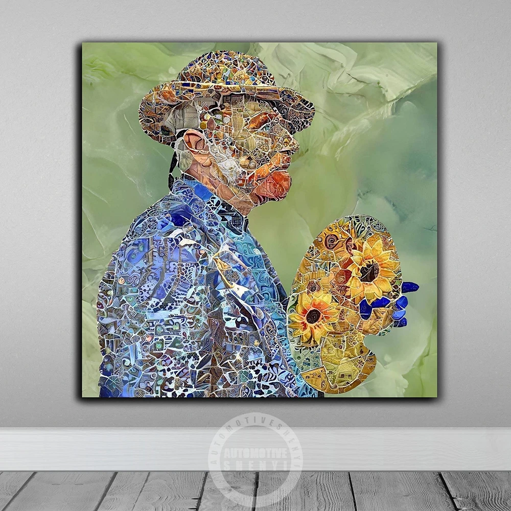 

Sunflower and Van Gogh Canvas Print Art Abstract Impressionism Wall Poster Canvas Painting Pictures Living Room Home Decoration