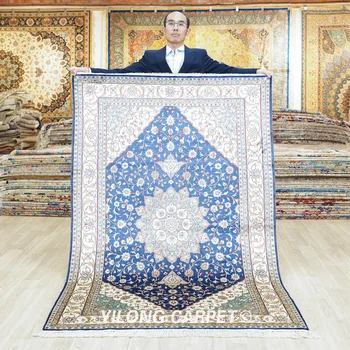 122x183cm Pakistani Silk Carpets Colorful Exquisite Hand Knotted Home Rug (YHW425AB)