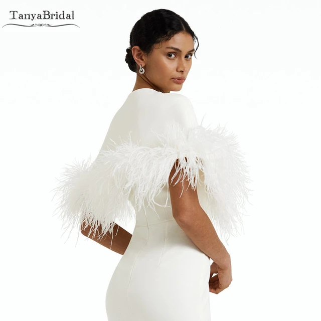 Short Wedding Bolero With Feather Trimmed Cape Elegant Luxury Bridal  Accessories Chic DJ208 - AliExpress