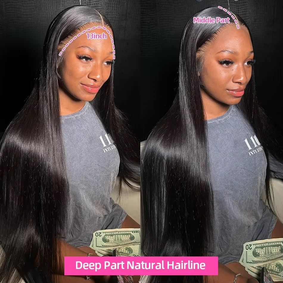 40 Inch Bone Straight Human Hair Wigs 13x4 13x6 HD Lace Frontal Wigs 250% Density Body Wave Lace Front Human Hair Wigs 2