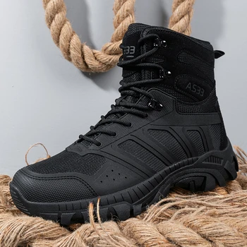 Stivali tattici da uomo Stringati Deserto Lavoro militare Scarpe da trekking alla caviglia Scarpe da arrampicata Stivale militare Taglia unisex più Marchio maschile impermeabile 1