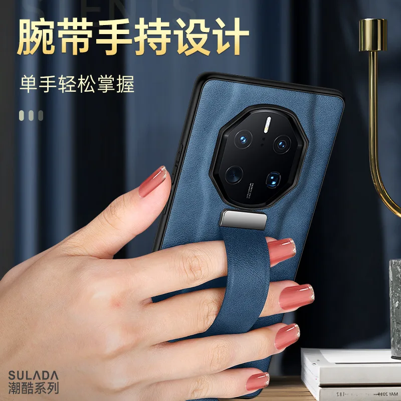 Luxury Leather Phone Case with Finger Holder and Kickstand - 6 Color Options, Full Edge Protection