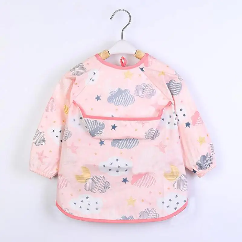 Baby Girls Apron Bibs Toddler Long Sleeve Scarf Waterproof Art Smock Feeding Bib Infant Boys Girls Kids Burp Cloth Bandana