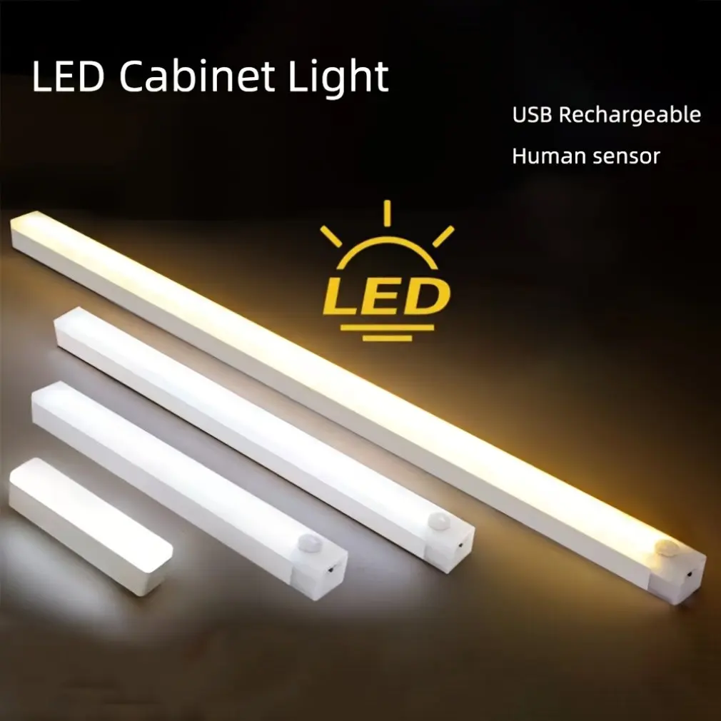 

Motion Sensor Light Wireless LED Night Light 20/30/50cm Rechargeable Magnetic Cabinet Wardrobe Lamp Under Corridor Light