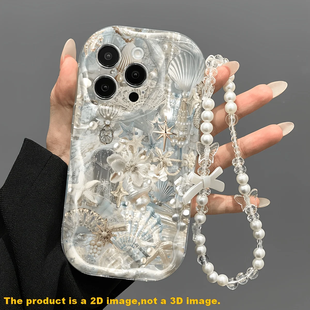 Seashell Print Phone Case with Lanyard