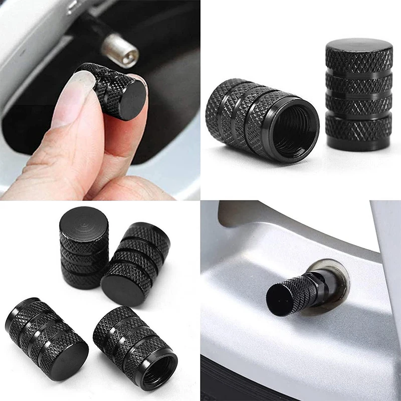 Premium Aluminum Valve Stem Caps - Rustproof Tire Air Valve Dust Covers (Set of 4)