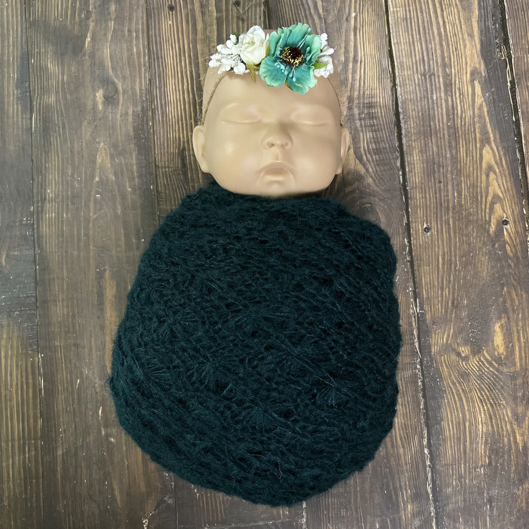 Don&Judy 4PCS/Lot Newborn Photography Christmas Props Soft Knit Mohair Red Green Wrap with Headwear Photo Shooting Accessories