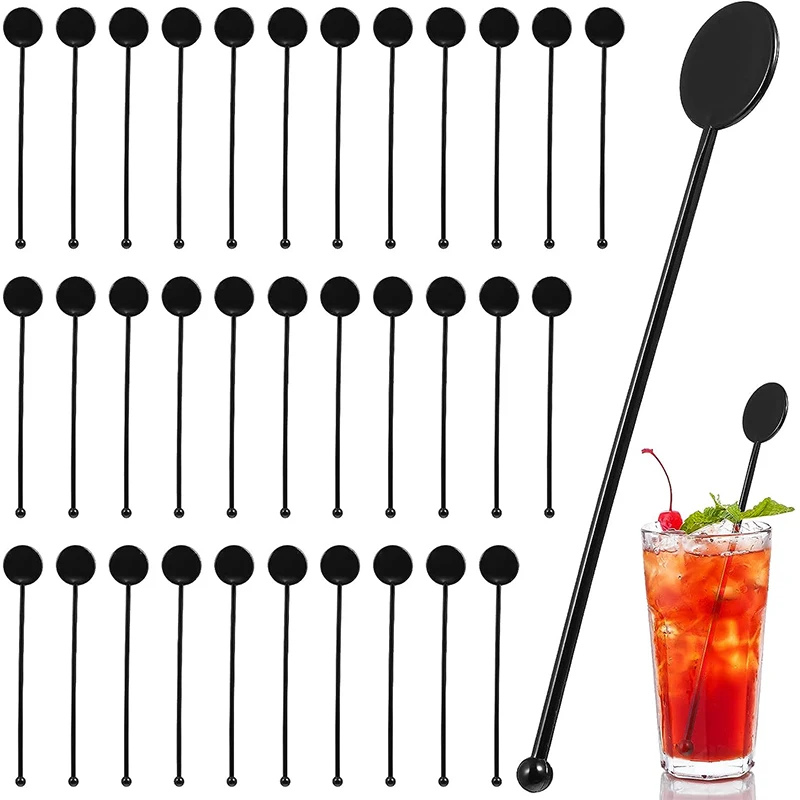 Cocktail Stirrers-Plastic Swizzle Sticks for Cocktails Drinks Round Shaped Swizzle Sticks for Drinks Coffee Cocktail Stirrer Restaurant