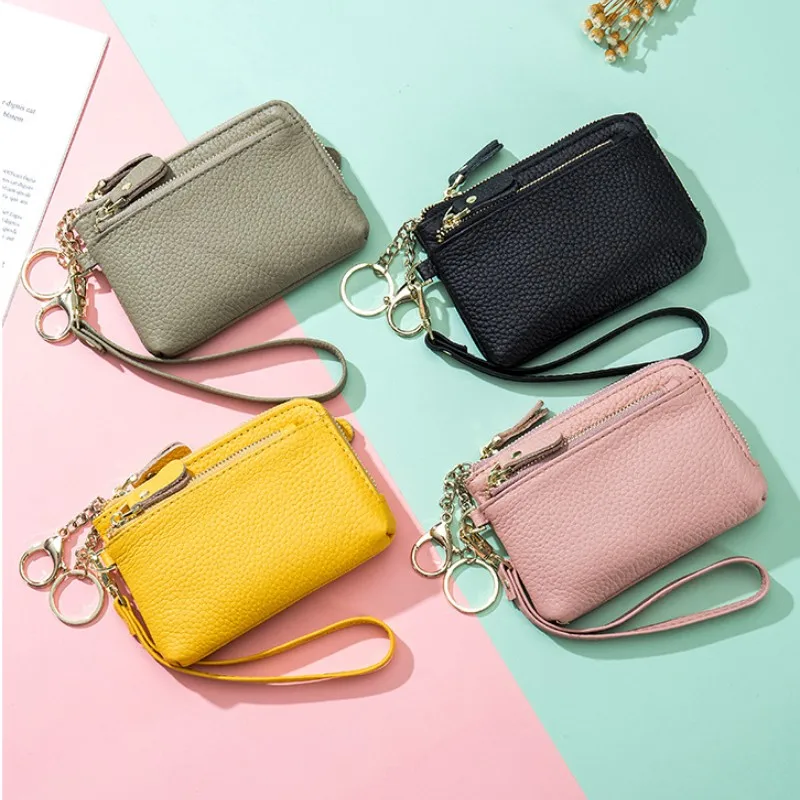 

1Pcs Coin Purse Large Capacity Removable Wrist Belt Leather Coin Purse Simple Multifunctional Zipper Pockets Wallet Handbag