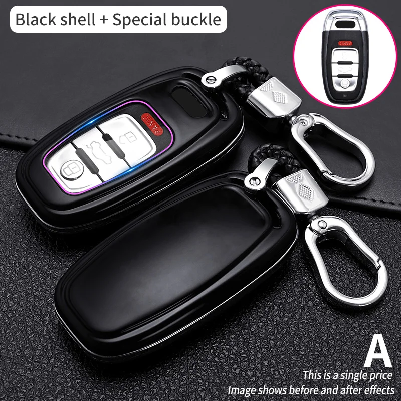 Custodia per chiave auto in ABS in fibra di carbonio per Audi A1 A3 A6l A4L A8l A5 Q5 Q7 portachiavi Remote Smart - S93754dff91054579bc75c839e02689a86
