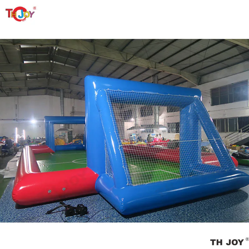 Free Air Shipping 10x5m Customized PVC Soap Football Field Inflatable Soccer Pitch, Inflatable Soccer Field for Sale 2