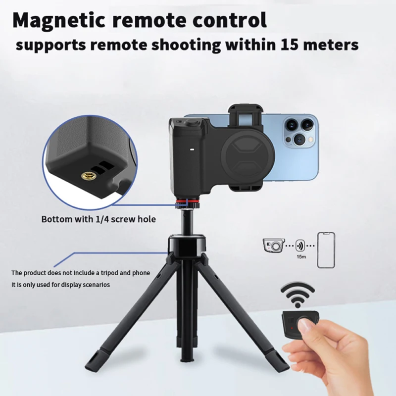 Camera Gimbal Stabilizer Wireless Handle Grip for Phone Vlog Selfie Grip Phone Holder Stabilizer 360&deg; Rotatable with 1/4 Inch Screw Hole Detachable