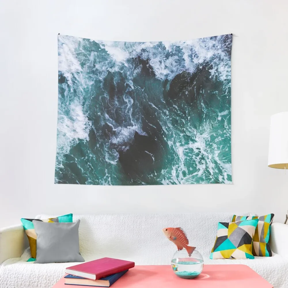 

Blue Ocean Waves, Sea Photography, Seascape Tapestry Cute Decor Decorative Wall Tapestry
