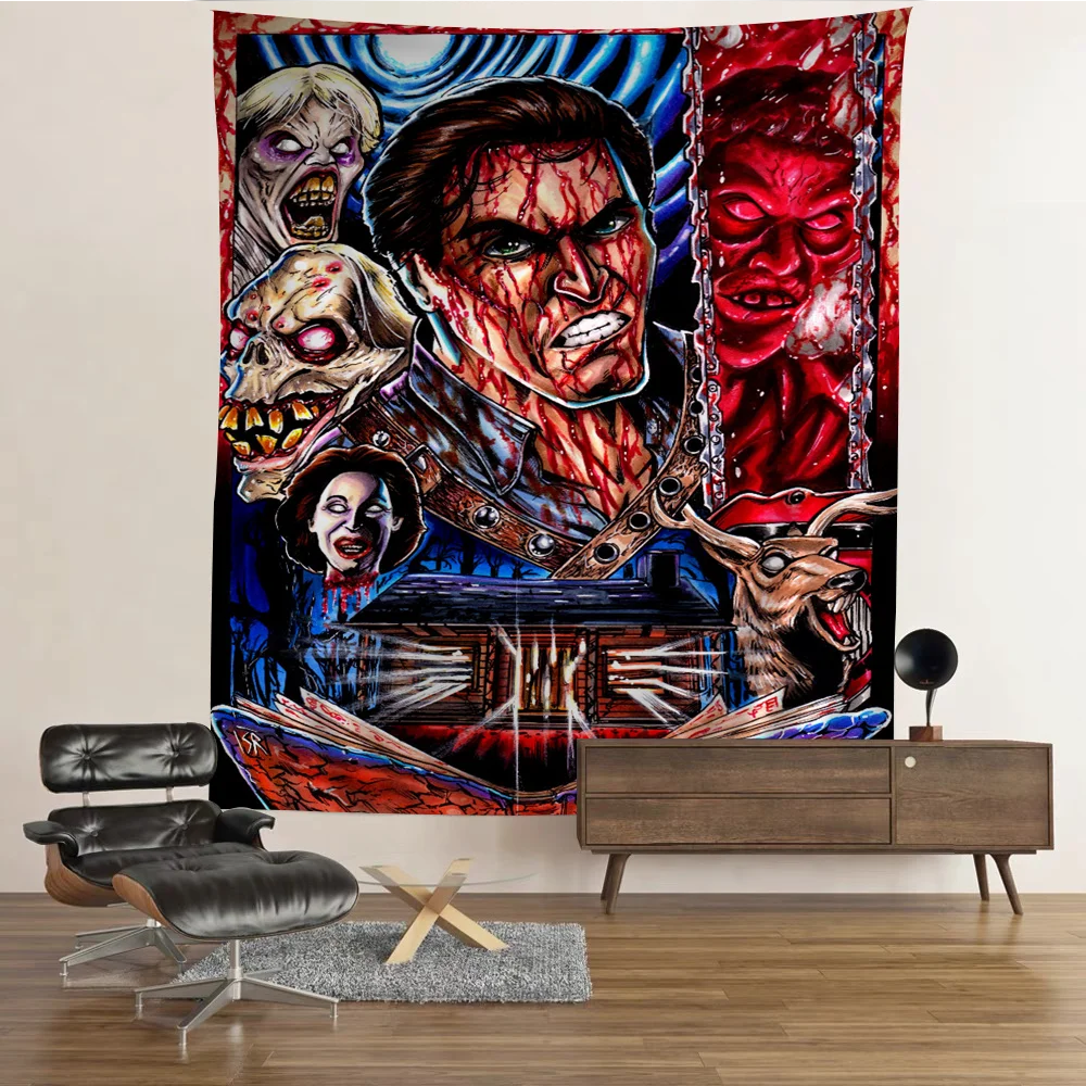 thumbnail image 1 of Tapiz colorido de la clásica película de terror Evil Dead para colgar en la pared, alfombra hippie de tarot, decoración de pared para dormitorio, 1 of 5