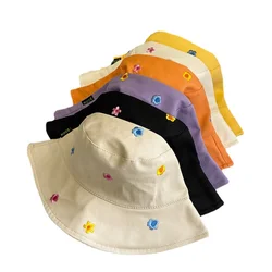 Embroidered Floret Fisherman Hat Female Sunscreen Caps Summer Versatile Large Size Panama Hat Lovely Designer Bucket Hat