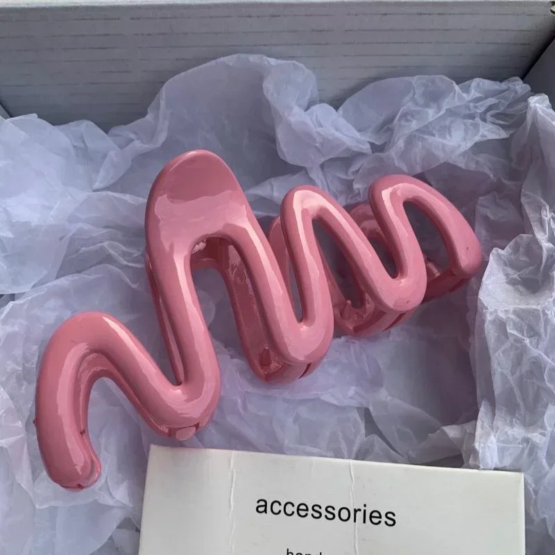 Colorful Jelly Wave Hair Claw Hairpin Girls Fashion Temperament Women's Korean Sweet Simple Irregular Elegant Headwear Gifts