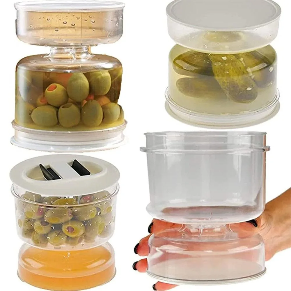 

Sealed Jar for Pickle Wet and Dry Separation Pickle Jar with Flip Container and Strainer Hourglass Design Olives Vegetable Tank