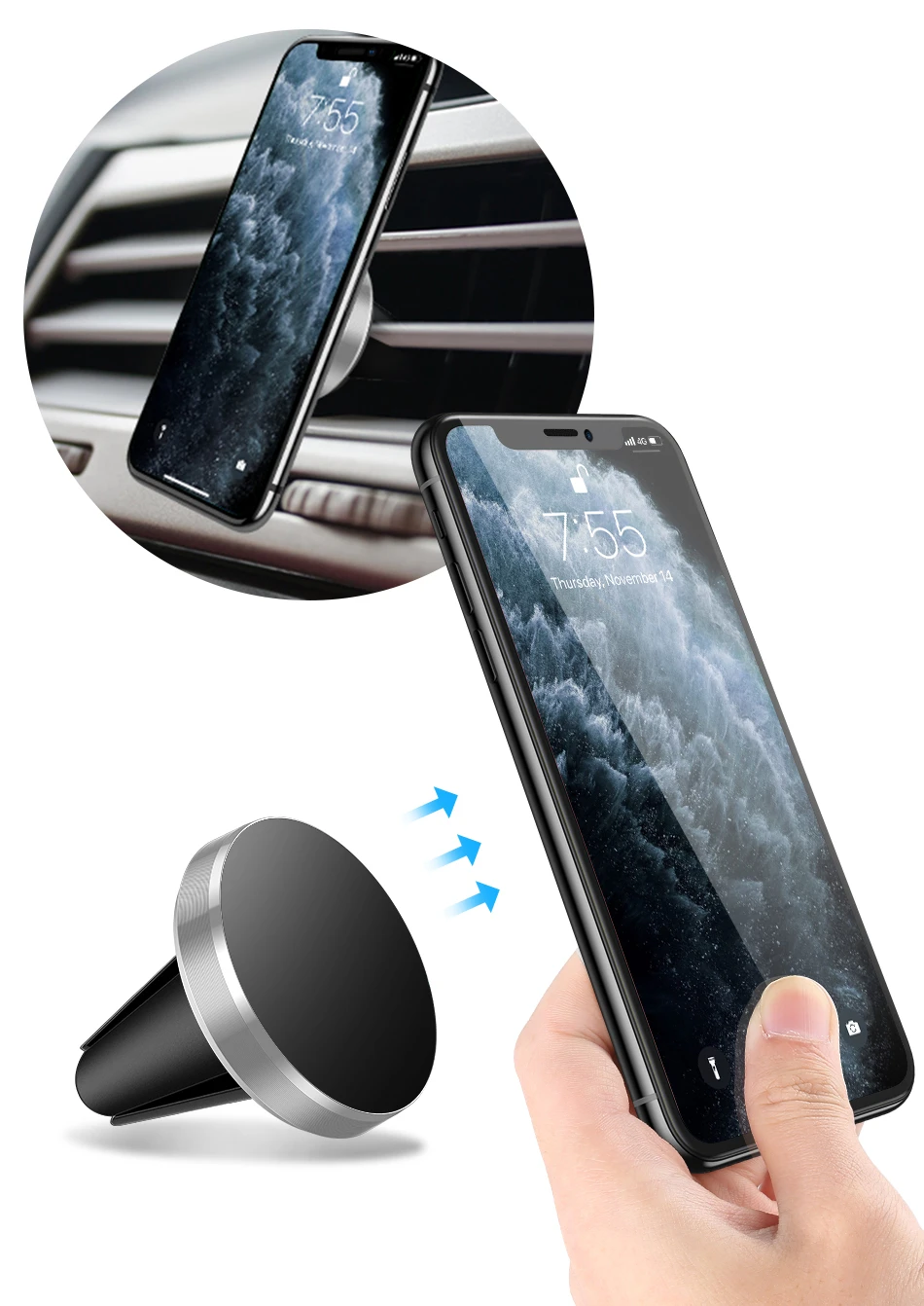 Magnetic Car Phone Mount For Iphone Samsung And Huawei_voghion.com