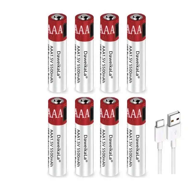 1.5V AAA 5500mah USB rechargeable lithium ion battery for remote control wireless mouse charger free + cable
