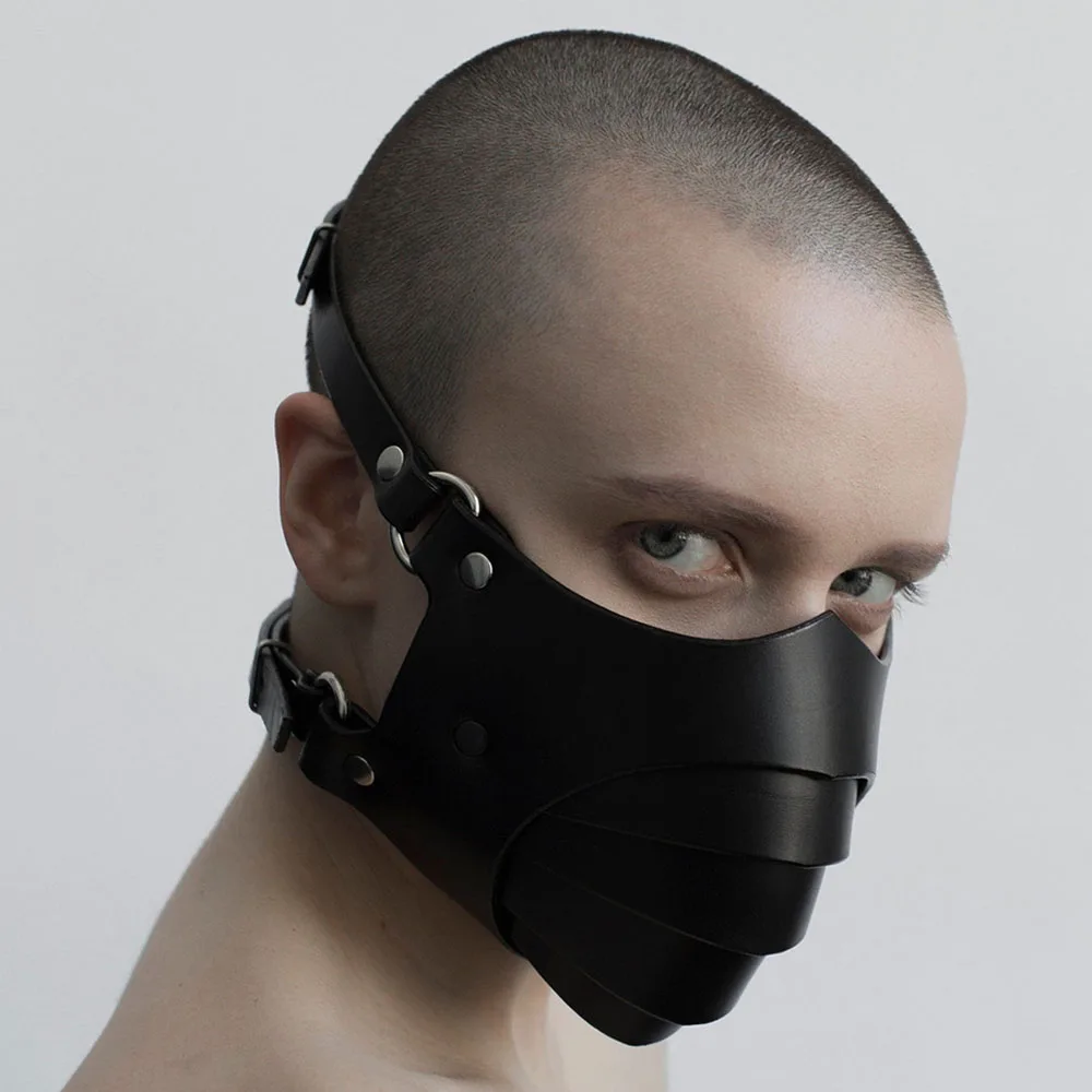 Bdsm Punk Leather Motorcycle Haze Face Mask Male Dust Windproof Adult Games Bondage Restraints Cosplay Sex Toys For Men_voghion.com