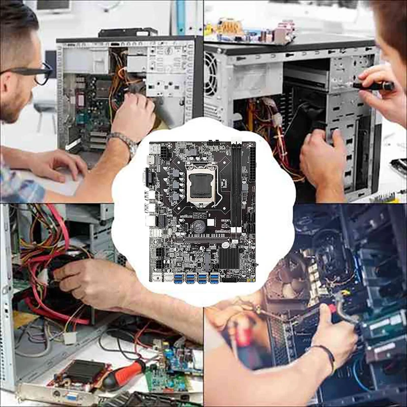 latest motherboard for pc B75 BTC Mining Motherboard With Random CPU+Fan+8G DDR3 RAM+Thermal Grease 8 USB3.0 PCIE1X Slot LGA1155 SATA3.0 ETH Miner best budget gaming pc motherboard