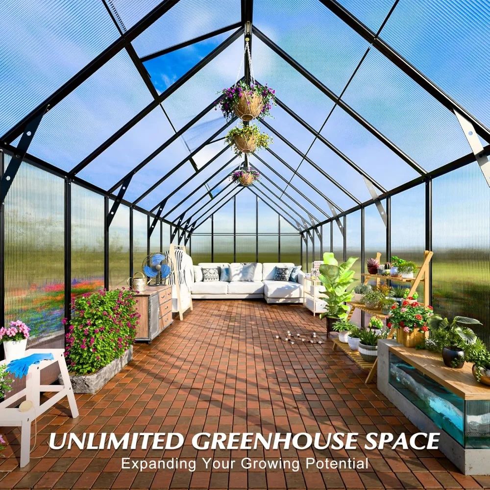 Upgraded Heavy Duty Aluminum Walk-in Greenhouse with Quick Setup Structure, Greenhouses 3