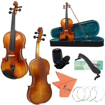 Astonvilla 4/4 Viola Professional Natural Color Acoustic Viola Spruce Panel Solid Wood with Case/Bow/Shoulder Rest/Strings/Tuner