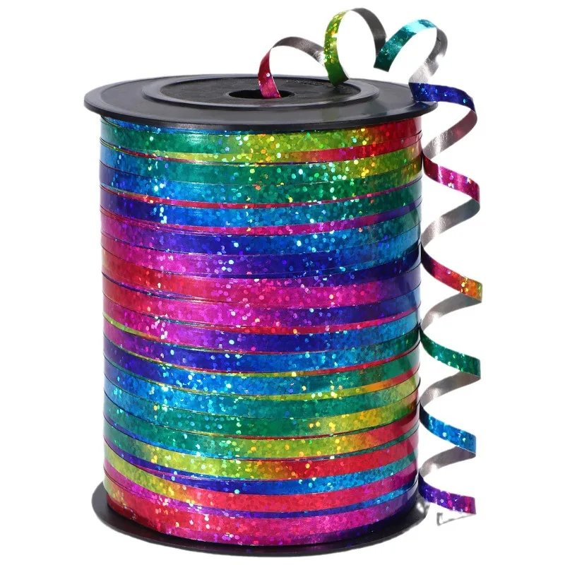 100/250/500yards/roll Rainbow Ribbon Balloon Ribbons Cake Gift Box Packaging Wrapping Balloon Curly Ribbon For Wedding Christmas