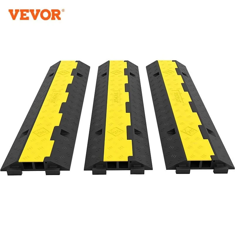 VEVOR Cable Protector 2 Channels 3/5 PCS Traffic Ramp Wire Cable Cover Cord Guard Speed Bump Protecting Wires Getting Damaged