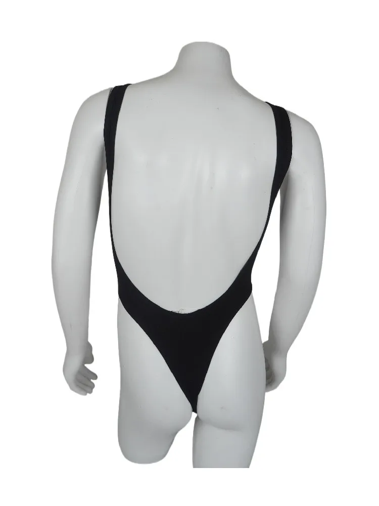 Men's onesie big backless solid color cotton vest sexy temptation New