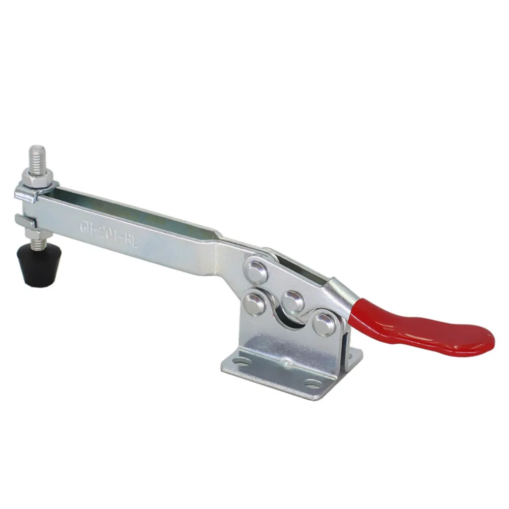

Прочный рычажный зажим GH-201BL 198Lbs 90 кг из оцинкованного железа, Высокоуглеродистая сталь, более длинное быстрое крепление, быстросъемный, серебристый + красный