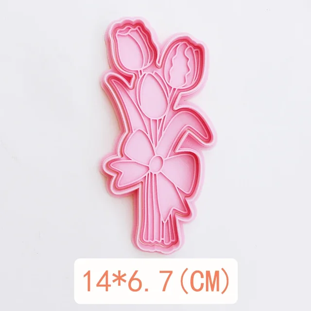 Mother's Day Flower Tulip Cookie Mold Cookies Cutter Frosted Biscuit Mold Press Thickened Fondant Cutting Mold Cake Baking Tool 5