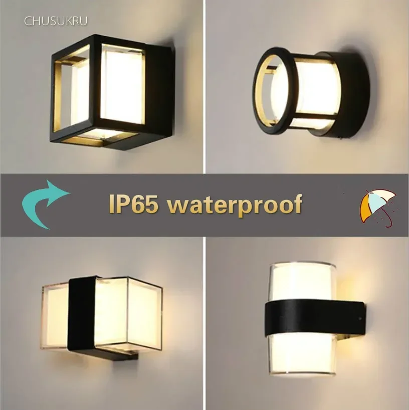 Wall lamp Outdoor Waterproof LED Wall light IP65 AC90-260V Aluminum Courtyard Garden Porch Corridor Light