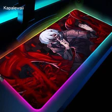 Tóquio ghoul jogo mousepad rgb acessórios de jogo 80x30 90x40cm teclado do computador led tapete almofada pc notebook gamer mesa esteira