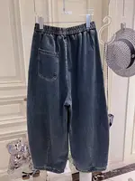 Plus Size 5XL 140kg Summer Autumn Ankle-Length Pants Elastic Wasit Wide Leg Jeans for Woman Big size Jeans Oversized Women - Image 3