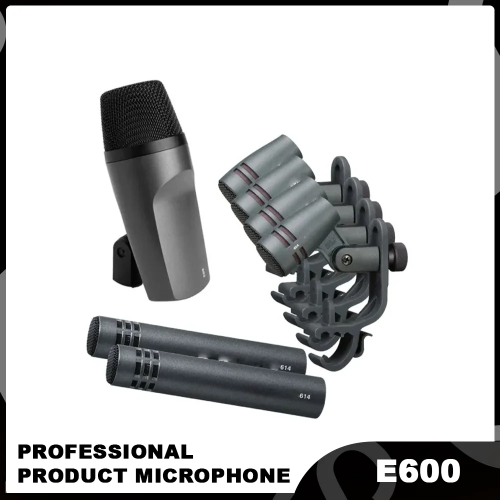 E600 유선 드럼 카디오이드 악기 콘덴서 마이크 키트 e604 e602 e614 무대용 옵션 상자 또는 가방