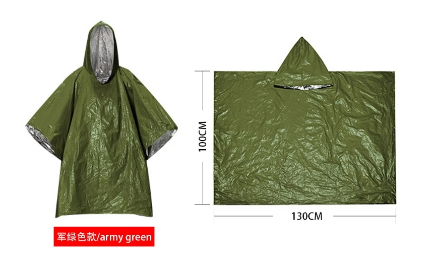 3 In 1 Outdoor Military Raincoat Hooded Sleeve Waterproof Rain Poncho Motorcycle Rain Cover Camping Hiking Travel Rainwear Tent