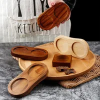 Pepper Mill Tray Bamboo Salt  Shaker Stand Tea Kitchen Storage Holder Home Decoration Wood Crafts Rolling Decorative 1