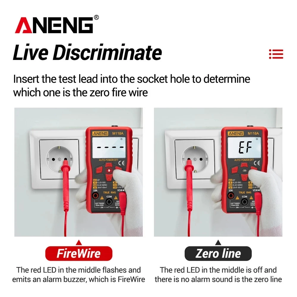 Digital multimeter multimeter tester ANENG M118A Digital Mini Multimeter Tester Auto Mmultimetro True Rms Tranistor Meter With NCV Data Hold 6000counts Flashlight