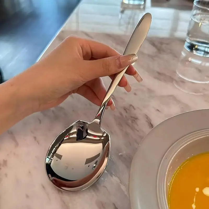 Stainless steel spoon 1pc Home hotel buffet serving Long handle large public serving spoon