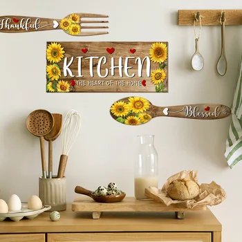 Sunflower Theme Kitchen Self-Adhesive Wall Stickers 4