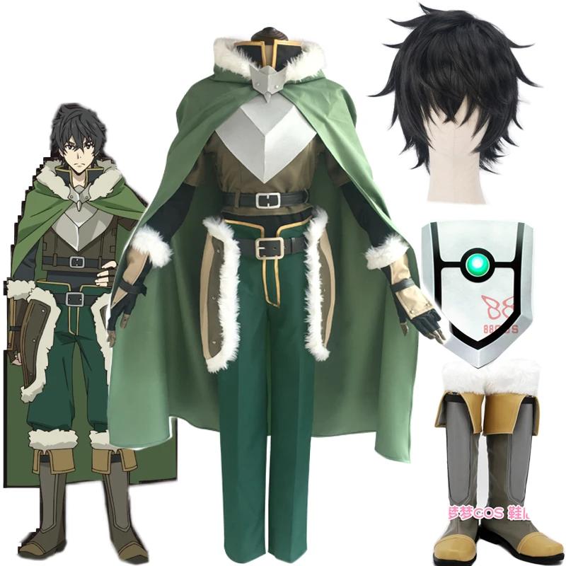 

Anime The Rising of the Shield Hero Cosplay Naofumi Iwatani Cosplay Costume Carnival Uniform Shoes Wig For Women Men Halloween