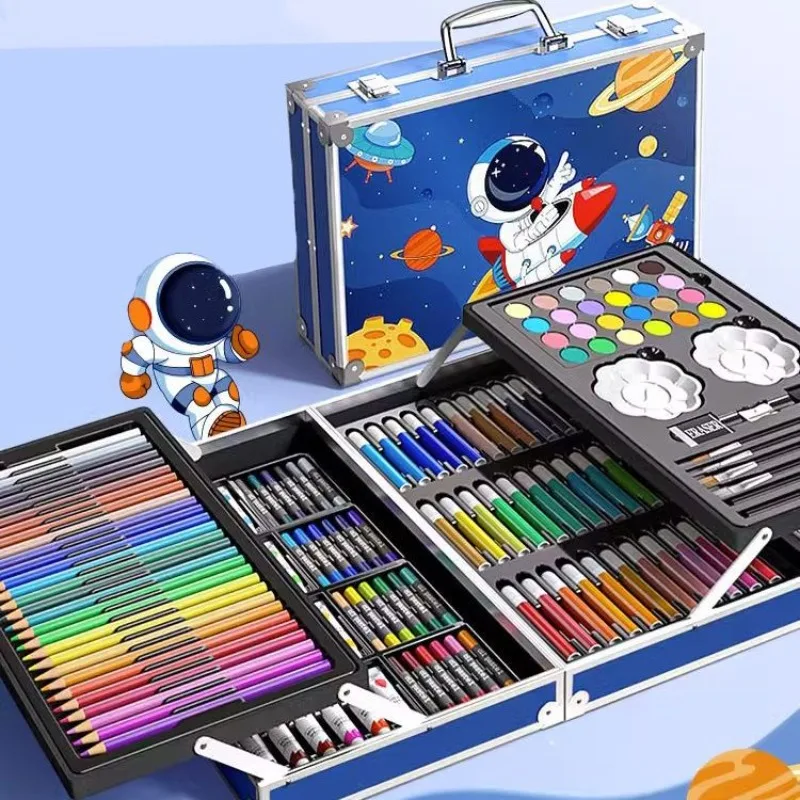 144PCS Painting Art Set Students' Art Supplies Gift Watercolor Pen Oil Pastel Colored Pencil Aluminum Case Art Painting Supplies - 4