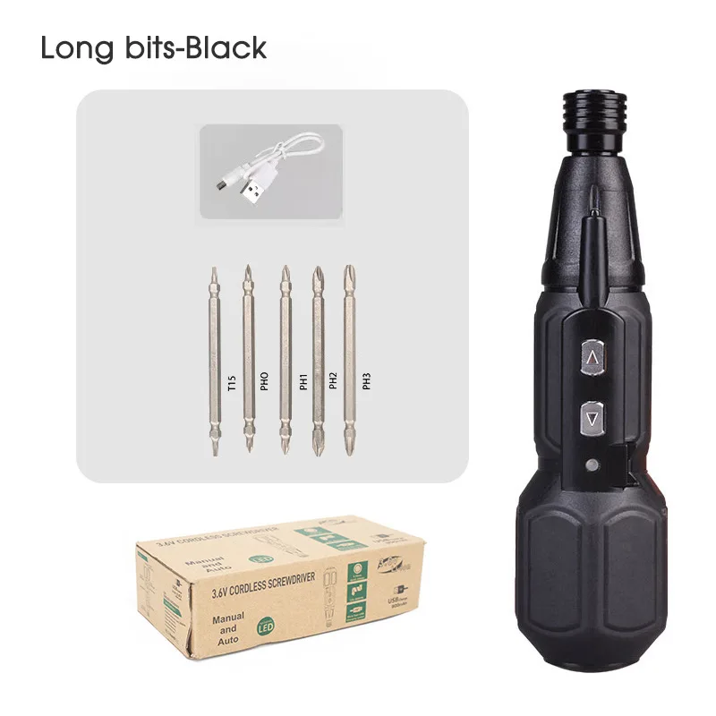 Wkrętak elektryczny 3.6V Mini Wkrętak Domowy Antypoślizgowy Uchwyt Wkrętaki Prosty Trzpień Akumulatorowy Wkrętak Narzędzie do Napraw