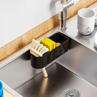 Organisateur d'évier de cuisine bien ventilé, support à éponge peu encombrant, panier de rangement pour éponge d'évier, égouttoir de cuisine en plastique 3