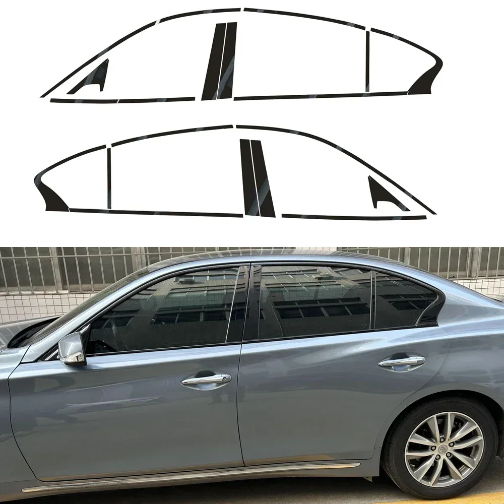Für Infiniti Q50 2013–2023, Limousine, Fenster, Chrom, Verdunkelung, ABC-Säulen, glänzende schwarze Aufkleber