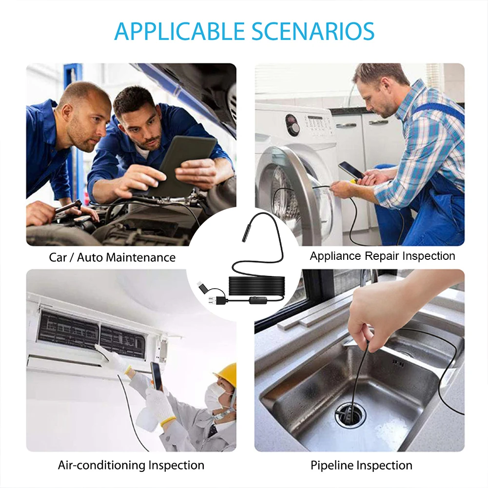 7mm 자동차 내시경 타입-C HD 검사 내시경 IP67 방수 미니 카메라 내시경 0.3MP 아이폰 안드로이드 삼성용