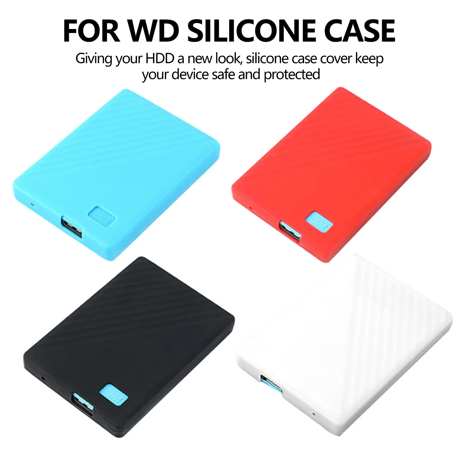 Bevigac Silicone HDD Case Bag Protective Hard Drive Disk Cover Sleeve Protector Skin for WD Western Digital My Passport 1T 2T