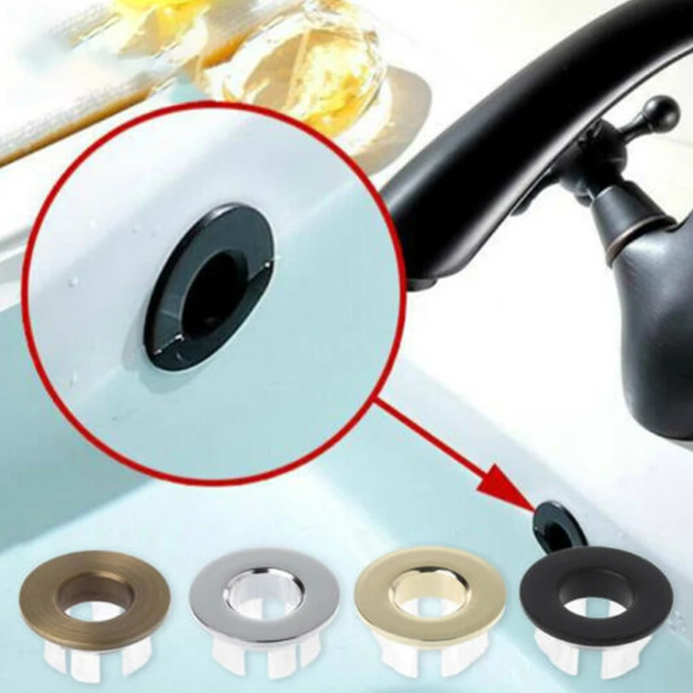 Bathroom Basin Faucet Sink Overflow Cover Brass Six-foot Ring Insert Replacement For 22-24mm Round Overflow Hole Home Drains 6